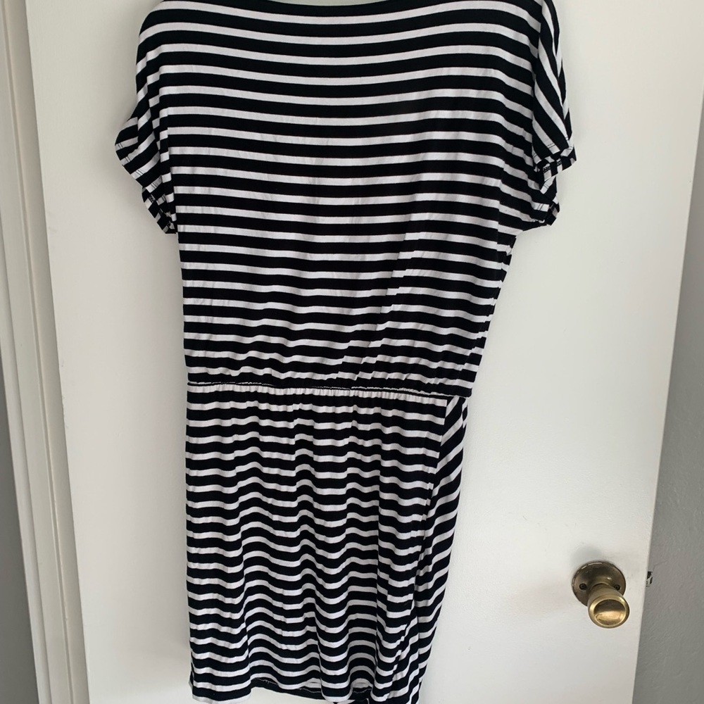 Black and white striped dress